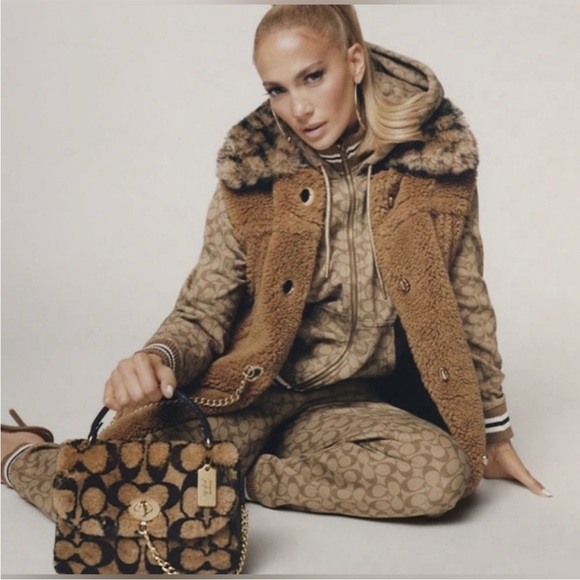 Jennifer Lopez Coach Brown and Black Shearling Bag - Picture 3 of 11